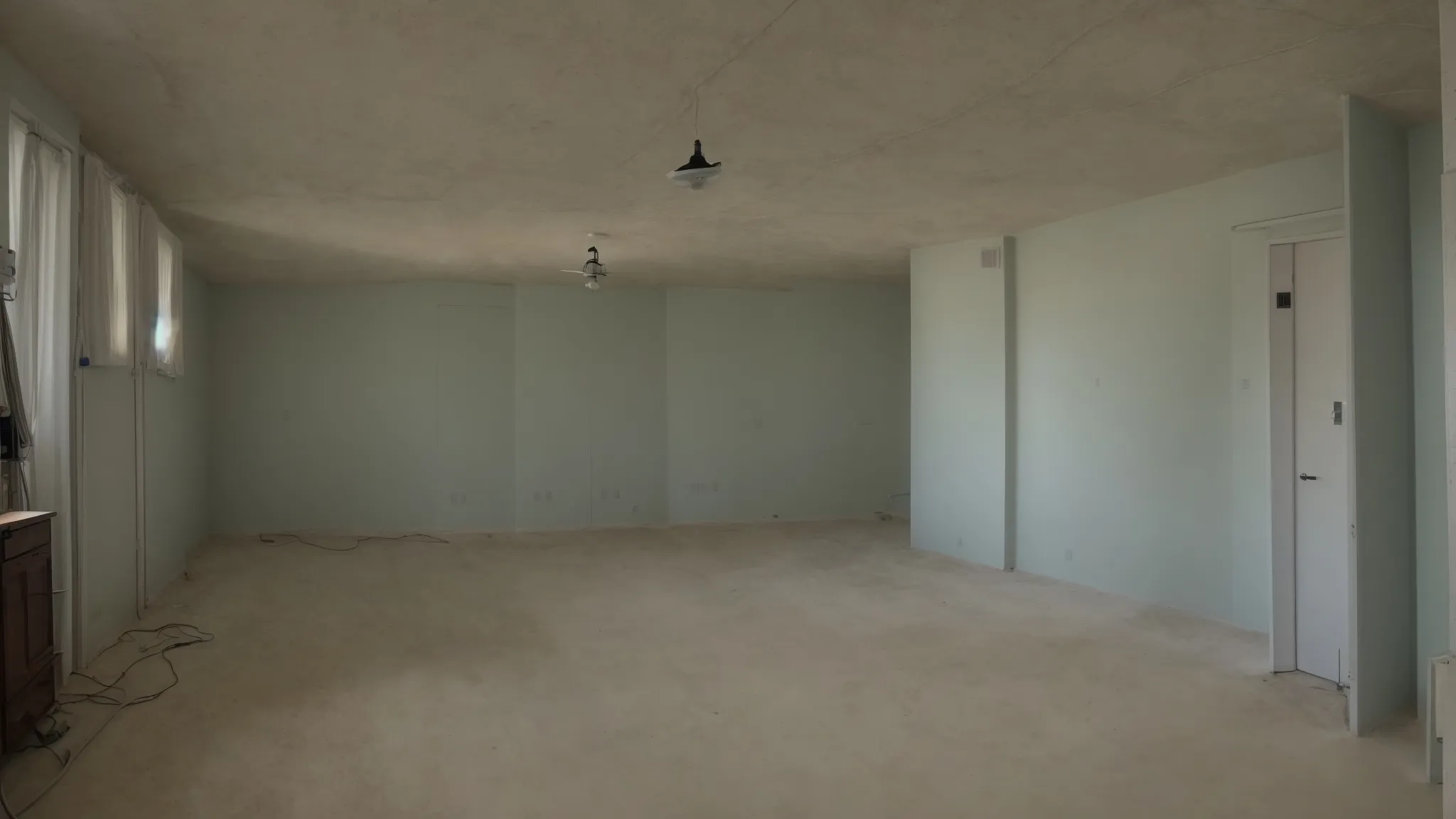 a finished room with smooth, freshly installed drywall, awaiting inspection.